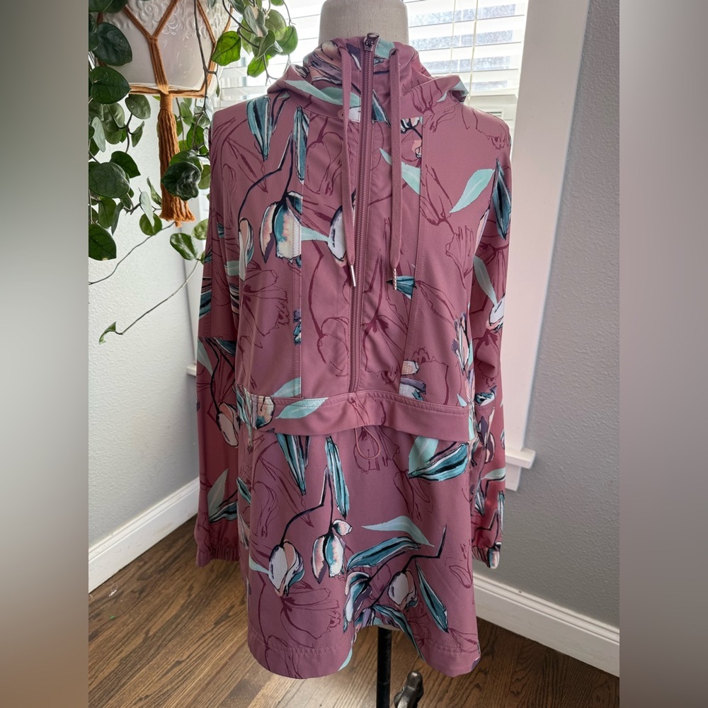 NWOT Calia Anywhere Floral Hooded Woven Pullover Jacket Size Small